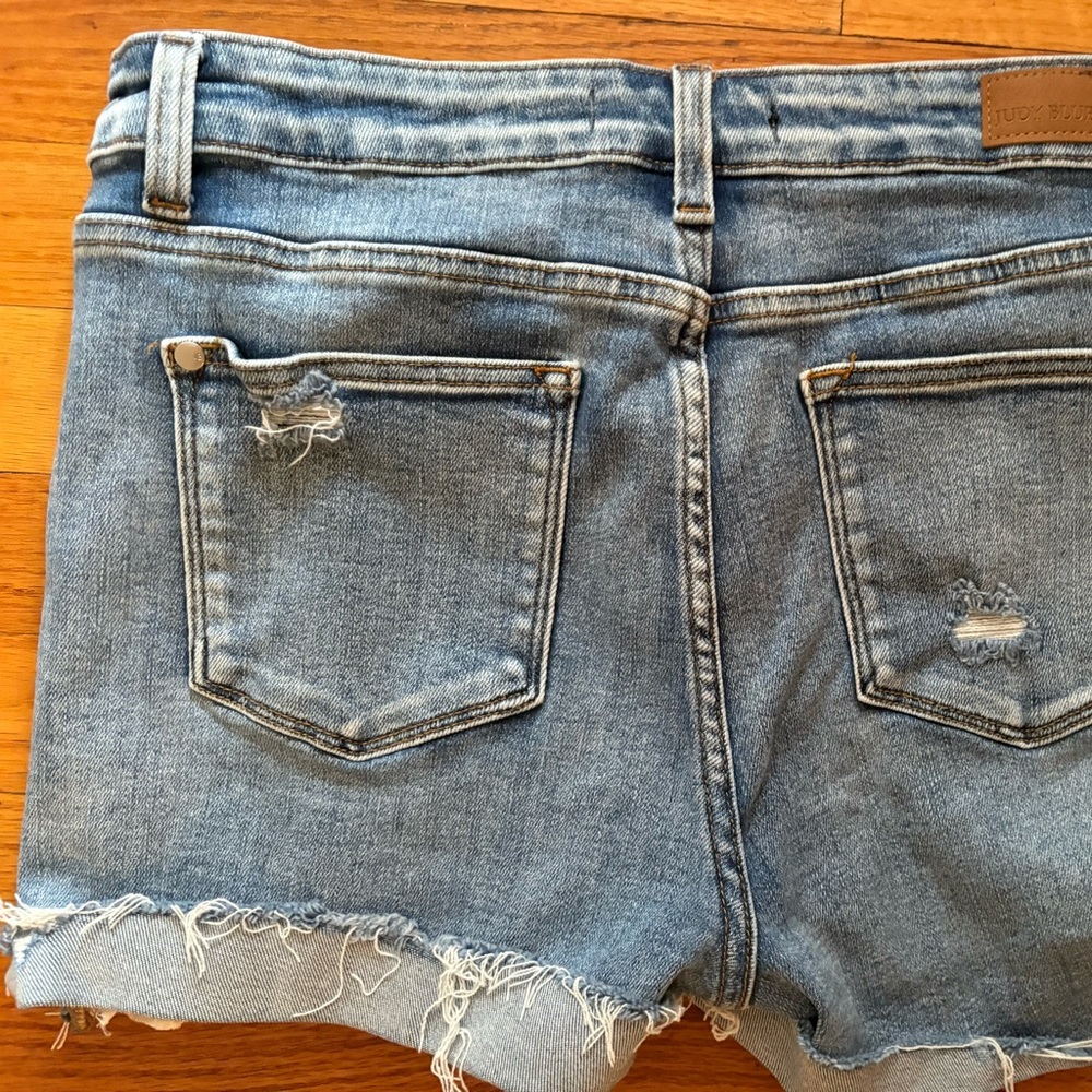 Judy Blue denim shorts with eyelit fabric patch
